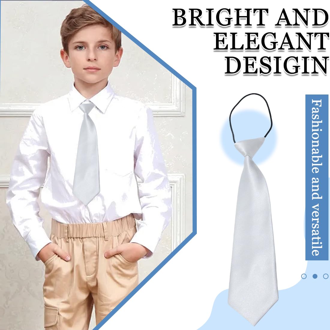 Corbata plateada para bebé con elástico – Efecto elegante