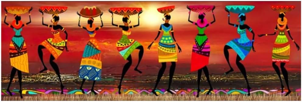 Abstract African Woman Art Canvas Paintings Black Woman Dancer Canvas Art Posters and Prints African Art Wall Picture Decoración para el hogar-40x120cm Sin marco