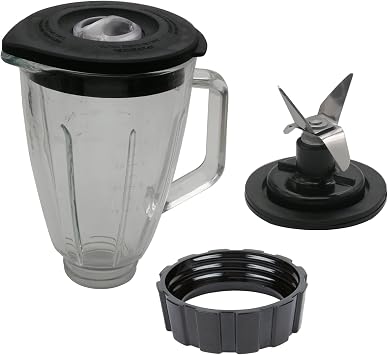 تحديث 6-كوب 48 OZ جولة بيركس الزجاج جرة خلاط إبريق & حاوية مع شفرة الصليب وقاعدة أسفل كاب، متوافق مع هاميلتون بيتش خلاطHBB800، HBB908، HBB909،908، 909 و 910 6-كوب جرة زجاجية
