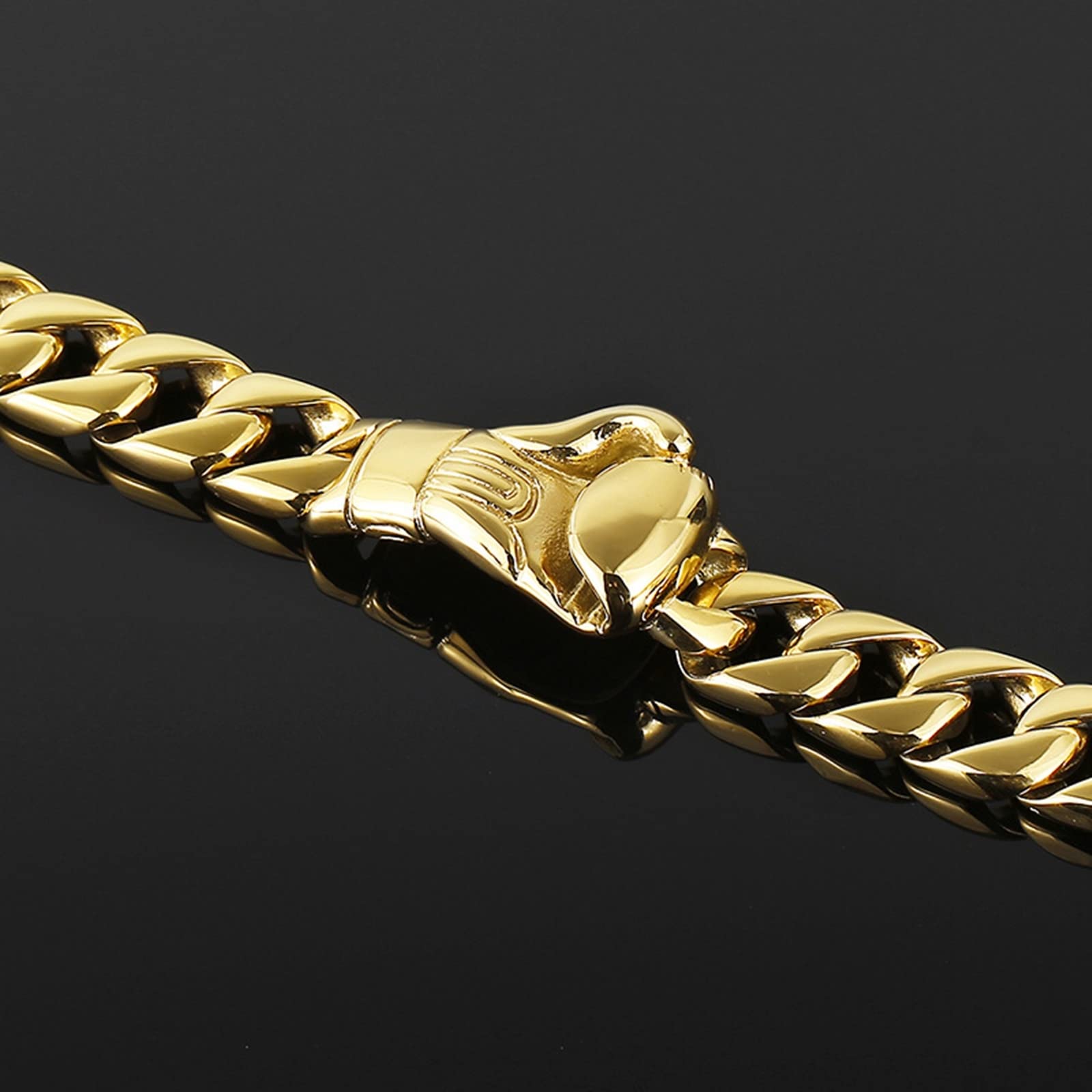 Armbänder Teenager, Herrenschmuck Gold Panzerkette Karabinerverschluss Stilvolles und Schlichtes Design 220x15mm Armband für Herren