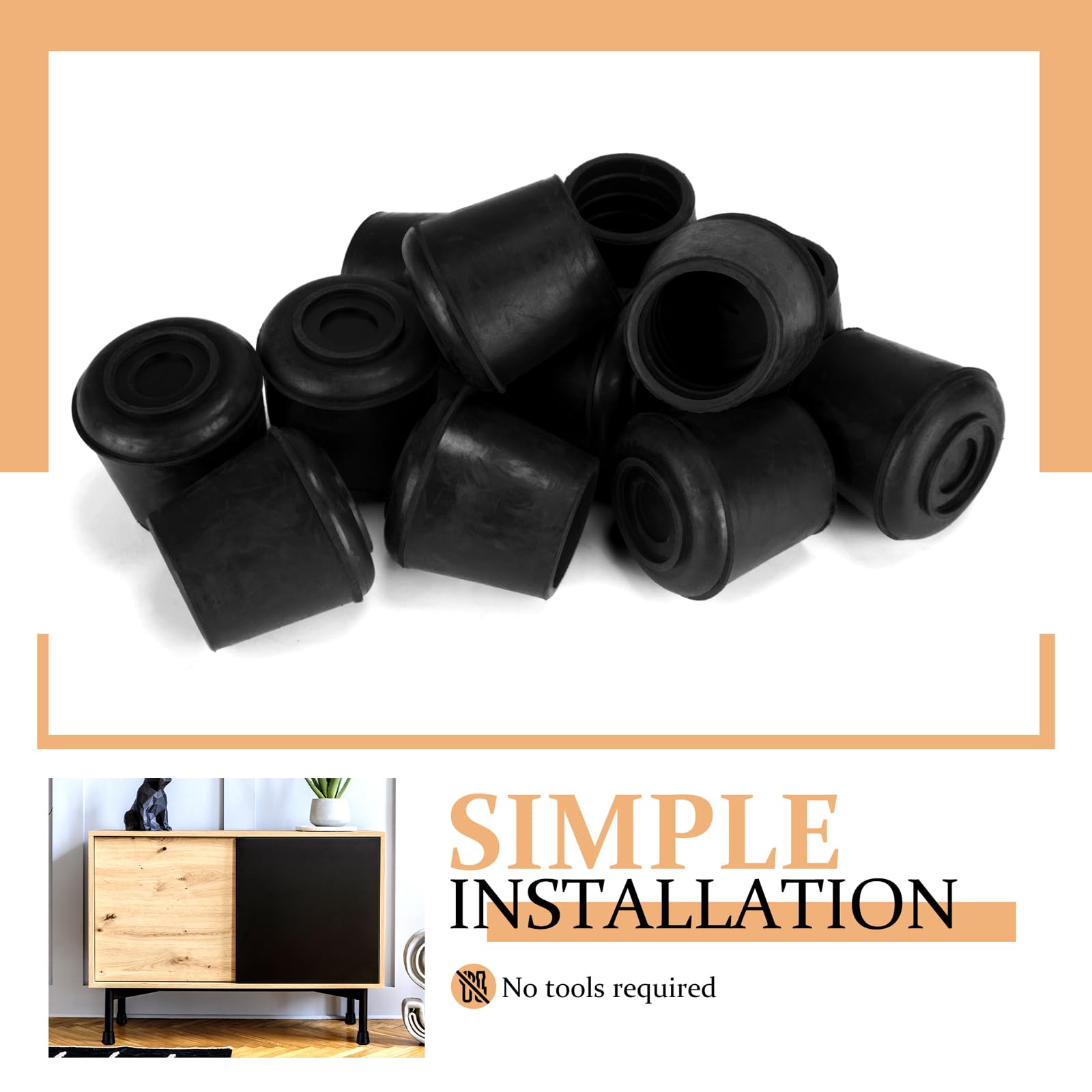 VOCOMO 1 Round Rubber Chair Leg Tips Caps Chair Leg Floor Protectors Furniture Legs Caps Non Slip Reduce — view 7