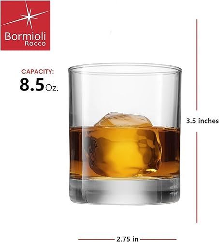Miniatura 2 de Bormioli Rocco Cortina - Juego de 6 vasos de estilo antiguo, vasos Lowball, vaso corto de vidrio con fondo pesado de 8.5 onzas, vaso de whisky para