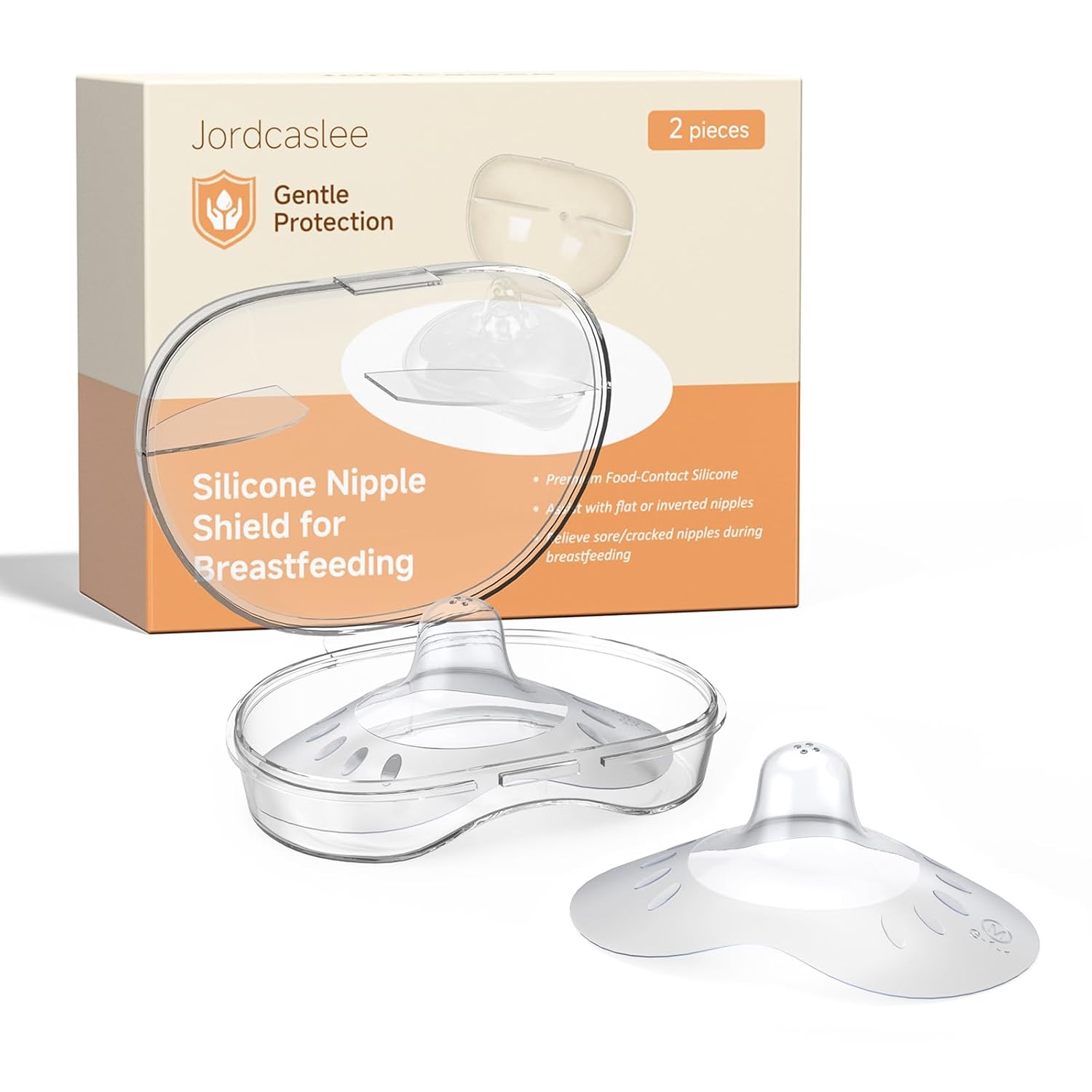 Nipple Shields for Breastfeeding Newborn, Contact Nipple Guards for Breast Feeding with Flat, Inverted Nipples or Difficulty Sucking, Food-Grade Silicone, Ultra-Thin & Super Soft, 1 Pair,20mm