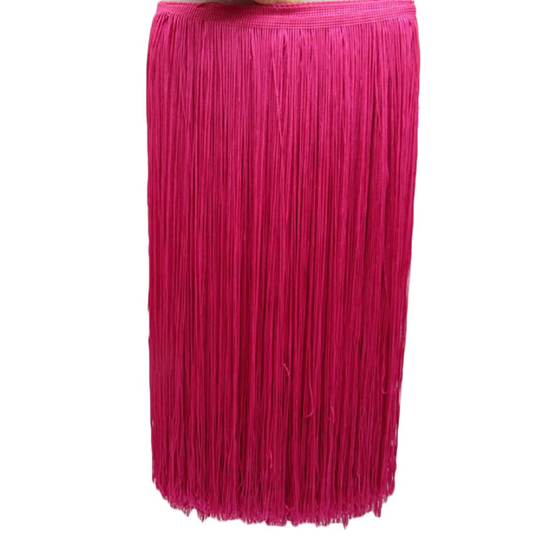 Yalulu Fringe Trim Lace Tassel, 2 Yard 100cm Width Polyester Tassel Fringe Trimming Chainette Fringe Trim for DIY Latin Dress Stage Clothes Curtain Accessories (Rose Red)