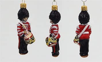 A Bit of Britain - Queens Guard Wth Drum - Miniature Polish Blown Glass Christmas Ornament - coolthings.us