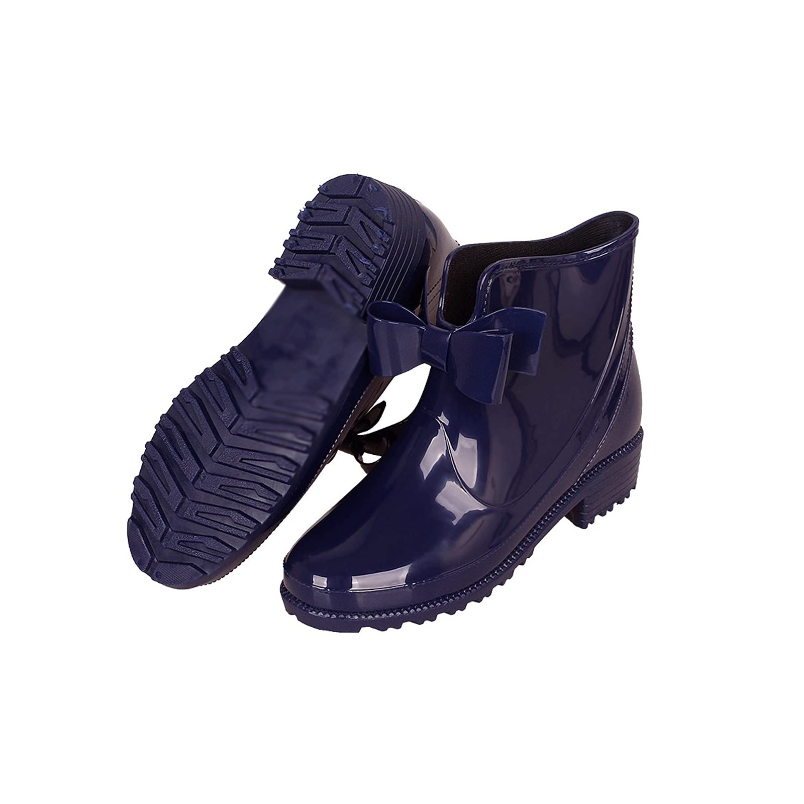 ZUMLED Rubbers Ladies Rain Boots Women Short PVC Ankle Boot Platform Heel Waterproof Rubber New Jelly Elastic Rainly Shoes (Color : Hortel�, Size : 36)