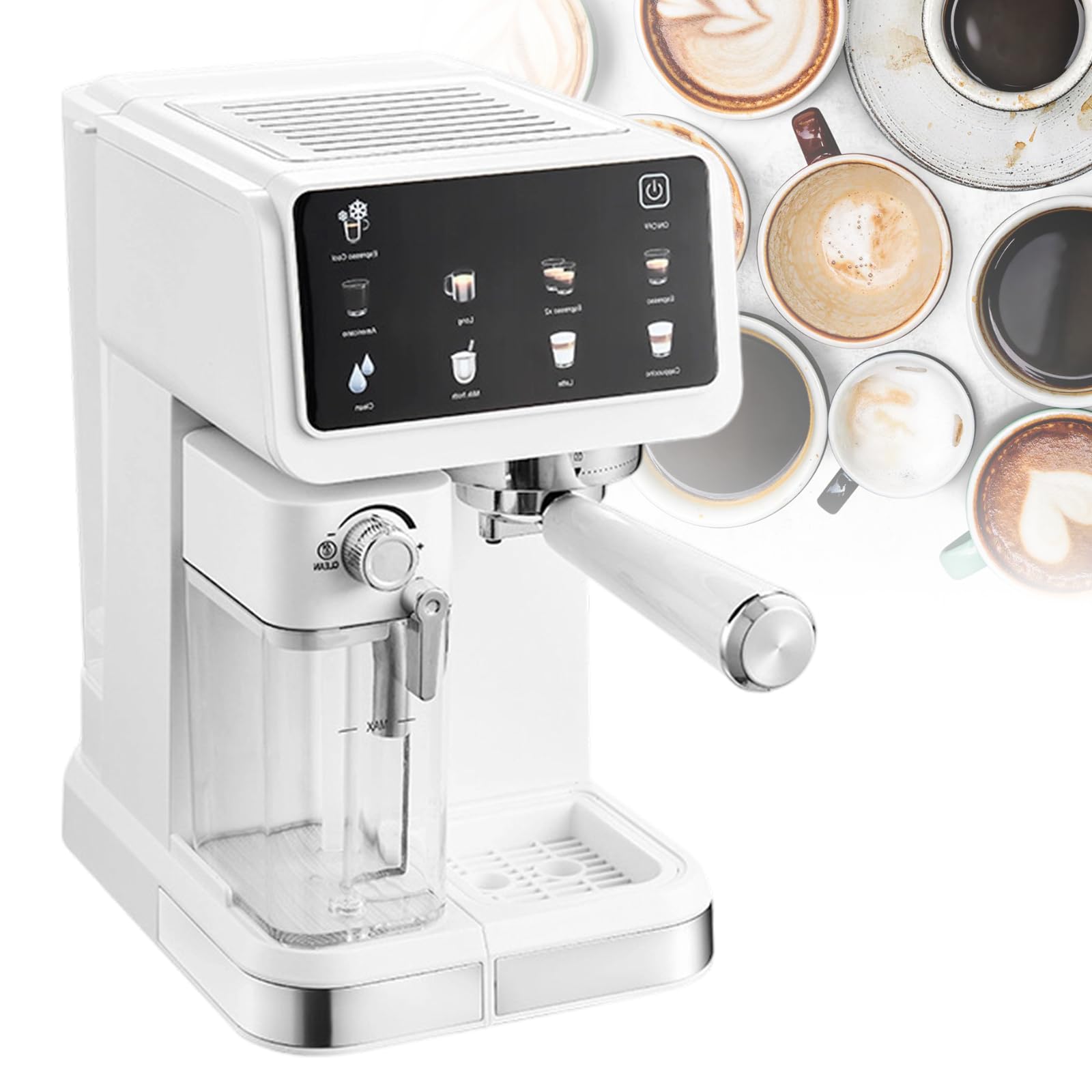 Ekspres Do Kawy Kolbowy, 1350 W, PółAutomatyczny, 20 Bar, Termoblok, Zbiornik Na Mleko 500 Ml, Zbiornik Na Wodę 1.5 L, System AromatóW Force White