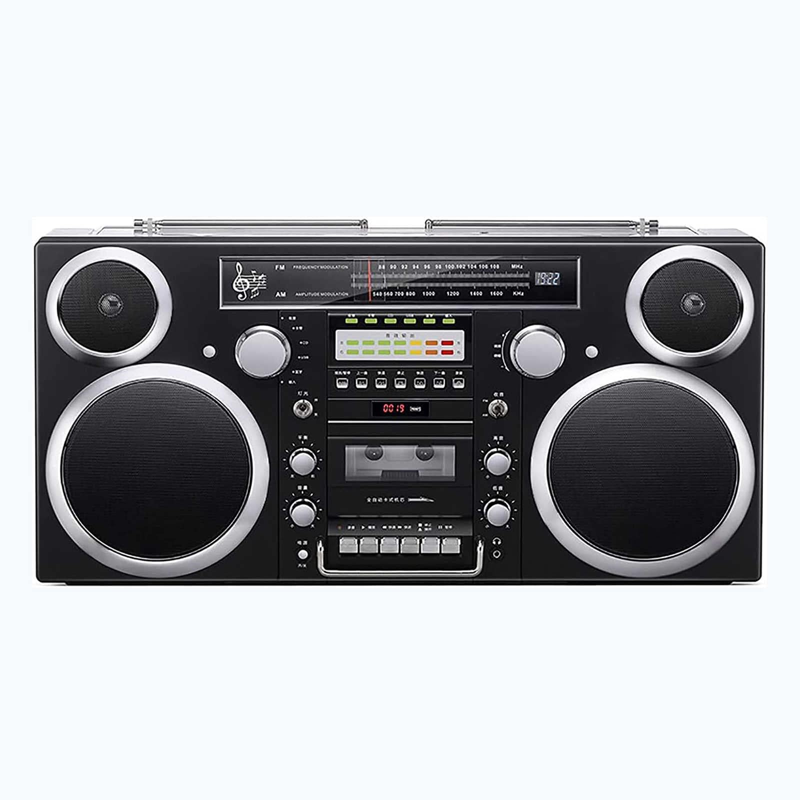 Lettore CD portatile Boombox, radio AM/FM, ingresso Bluetooth/AUX, stile retrò anni '80 con altoparlante integrato per casa, famiglia e viaggi