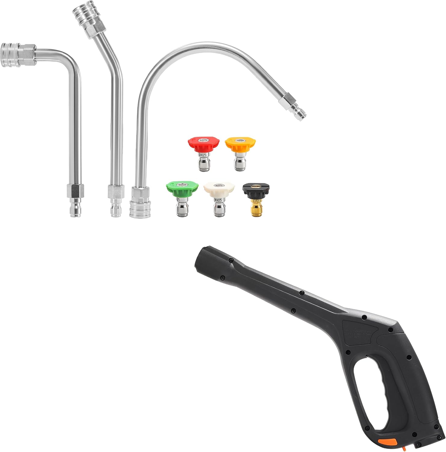 Pressure Washer Extension Wand-30°, 90°, 120° Gutter Cleaner Attachment, High Pressure Washer Spray Gun Replacement, Locking Hose & Safety Trigger,