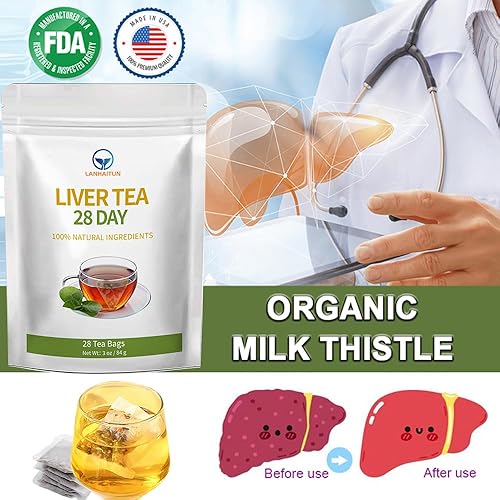 Miniatura 5 de Té de hígado de cardo mariano para 28 días, té de hierbas orgánicas para el cuidado del hígado, té de apoyo hepático nutritivo diario ayuda a la