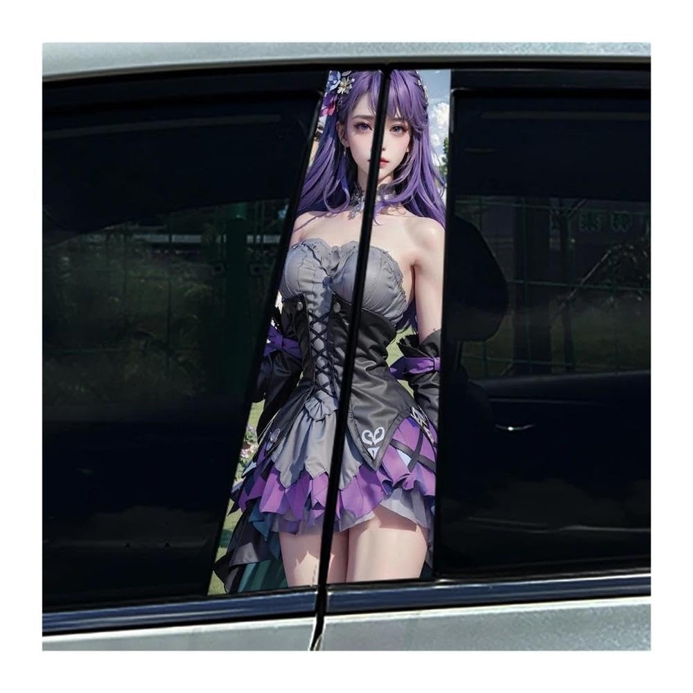 Body Parts 2PCS Car B-Pillar Stickers Beauty Tattoo Chinese Style Auto Center Column Waterproof Decal(B)