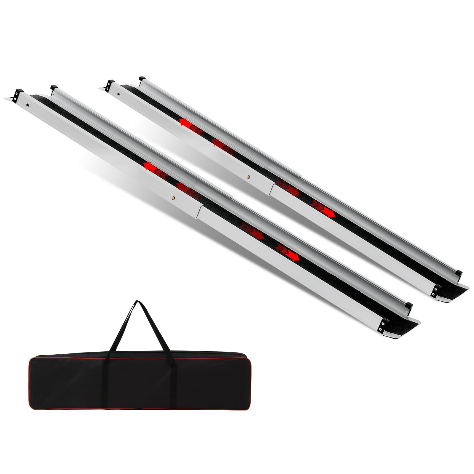 2PCS Teleskop Rollstuhlrampe 76-122cm, Verstellbare Tragbare Aluminium rutschfeste Teleskoprampe mit 272KG Tragfähigkeit für Treppen, Hindernisse, Haus und Schritte inklusive Aufbewahrungstasche