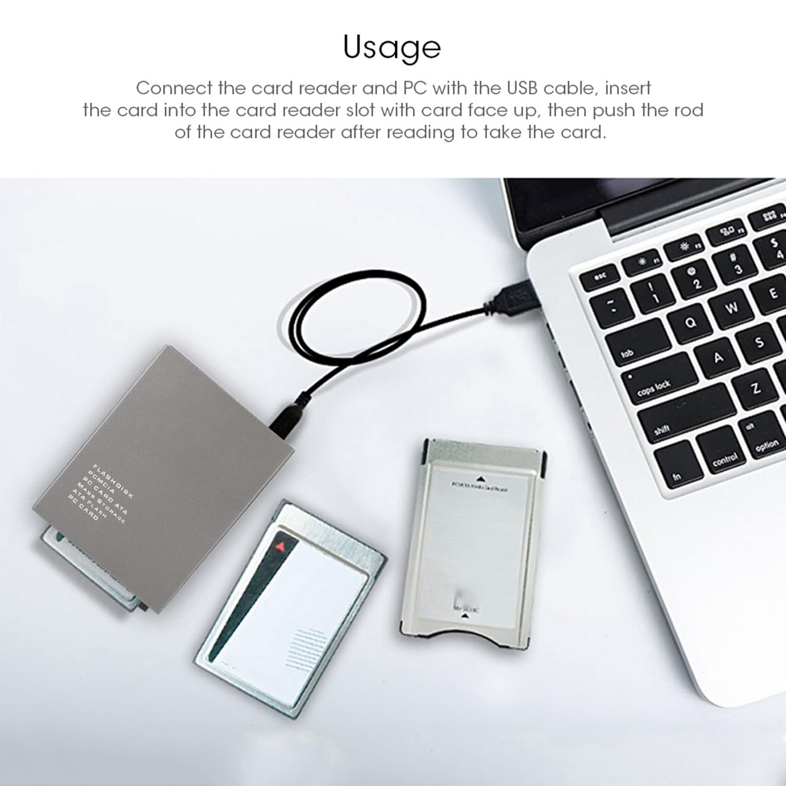 Dioche Lector de Tarjetas pcmcia RUSB2.0 - Adaptador de Tarjeta de Memoria Plug and Play de Alta Velocidad para PC - Soporta Capacidad de 20 MB-20 GB