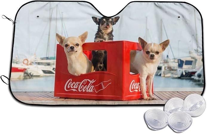 Amazon Selgae 車用サンシェード 犬に癒され チワワの家 車用遮光カーテン フロントガラスカバー カーシェード 断熱 遮光 日除け Uvカット 日焼け 折畳み 簡単収納 便利 車中泊 アウトドア 車 アクセサリー 仮眠 盗難防止 車 バイク 車 バイク