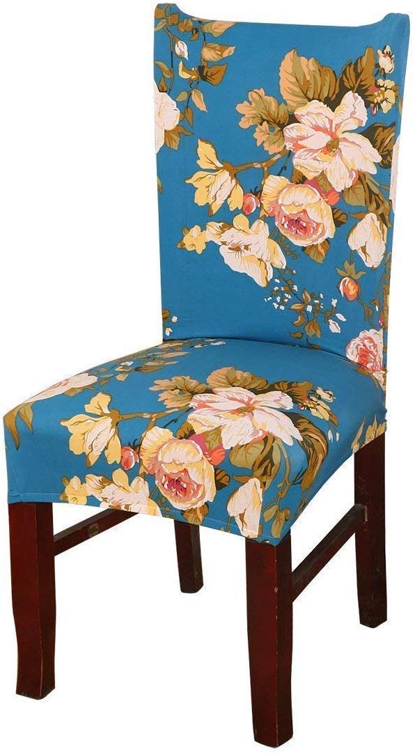 House of Quirk Elastic Chair Cover Stretch Removable Washable Short Dining Chair Cover Protector Seat Slipcover (1 Chair Cover, Blue Flower) (B07MY5LST7) Amazon Price History, Amazon Price Tracker