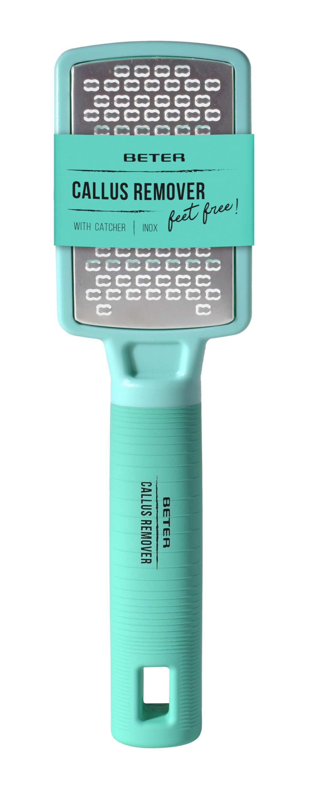 BETER - Hard Skin Scraper for Feet with Feet Free Container, Removes Calluses and Dead Skin, Eliminates Hard Skin, Stainless Steel, Foot and Heel Callus File, Ergonomic, Pedicure