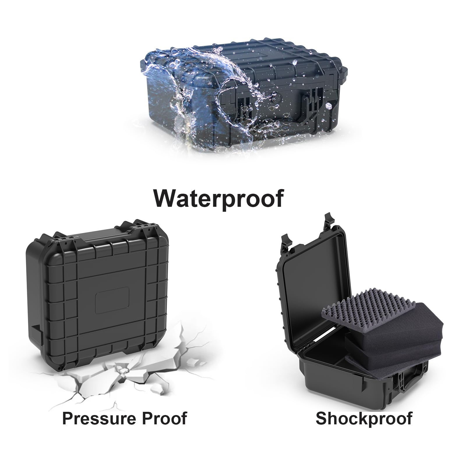 Ant Mag Custodia rigida impermeabile, dimensioni interne 12,1 x 10 x 5,42 cm, con schiuma personalizzabile portatile per fotocamera, drone, attrezzature, strumenti, custodia protettiva da viaggio per