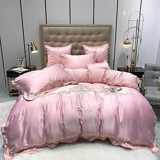 Set Copripiumino In Microfibra,EuropäIschen Stil Luxus Weiß Glatte Seide Baumwolle Stickerei BettwäSche Set KöNigin KöNig Duvet Abdeckung Bett Blatt Kissen Hause Textil-7._cina_1,8 M Bed (4 Pz)