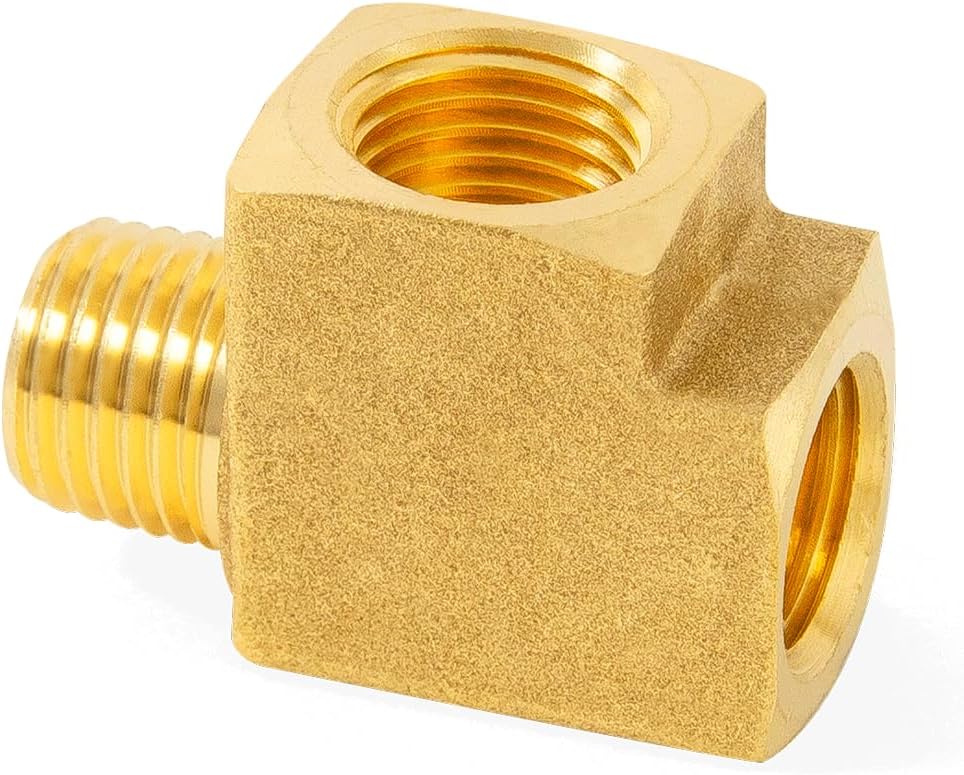 ChillWaves Brass Pipe Fitting, Barstock Tee 1/8" x 1/8" x 1/8" NPT Female Thread Adapter(3-PACK)