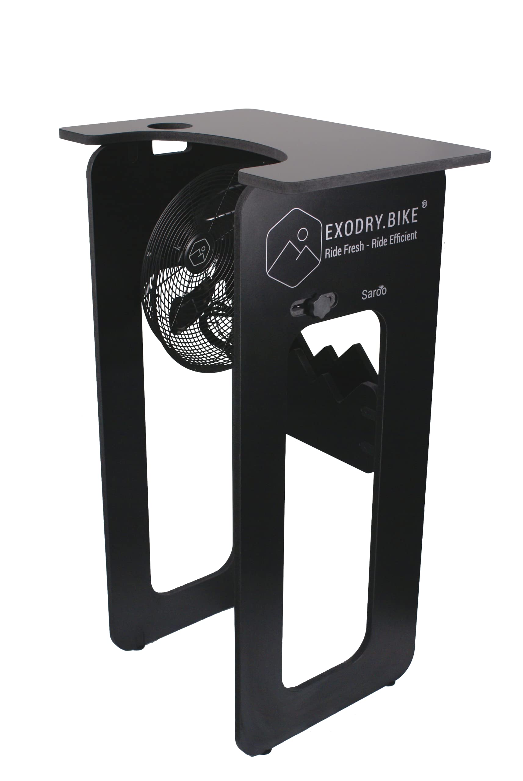 Saroo - Bureau d'Entraînement pour Cyclisme Indoor - avec Ventilation Réglable - Support pour Appareils multimédia - Compatible Tout Home Trainer - Fabriqué en France