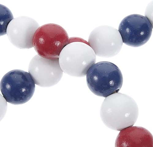 Miniatura 9 de ABOOFAN Guirnalda patriótica de cuentas de madera para el Día de la Independencia con etiqueta de bandera estadounidense, cuentas de oración para