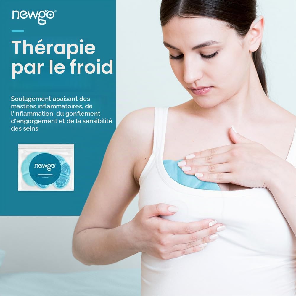NEWGO Lot de 2 coussinets rafraîchissants 3 en 1 pour l'allaitement, compresses d'allaitement, coussinets de refroidissement et chauffage pour la poitrine