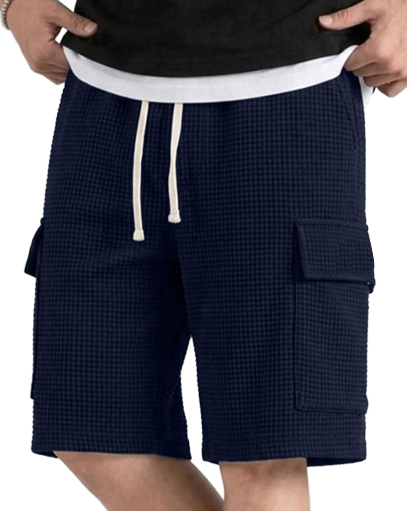 enitor Men Solid Drawstring Waist Casual Knee Length Boxers ||Solid Men Blue Basic Boxers-picture-46