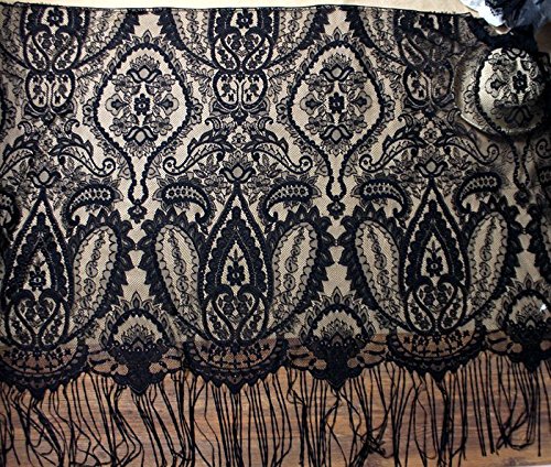 ZAZUZU 1,5 m Lächelnde Knospe, Seidenquaste, Wimpernspitze, Stoff, Kleidungsstück, Schal, Strandrock, Stoff, Drapierung, Verzierungszubehör