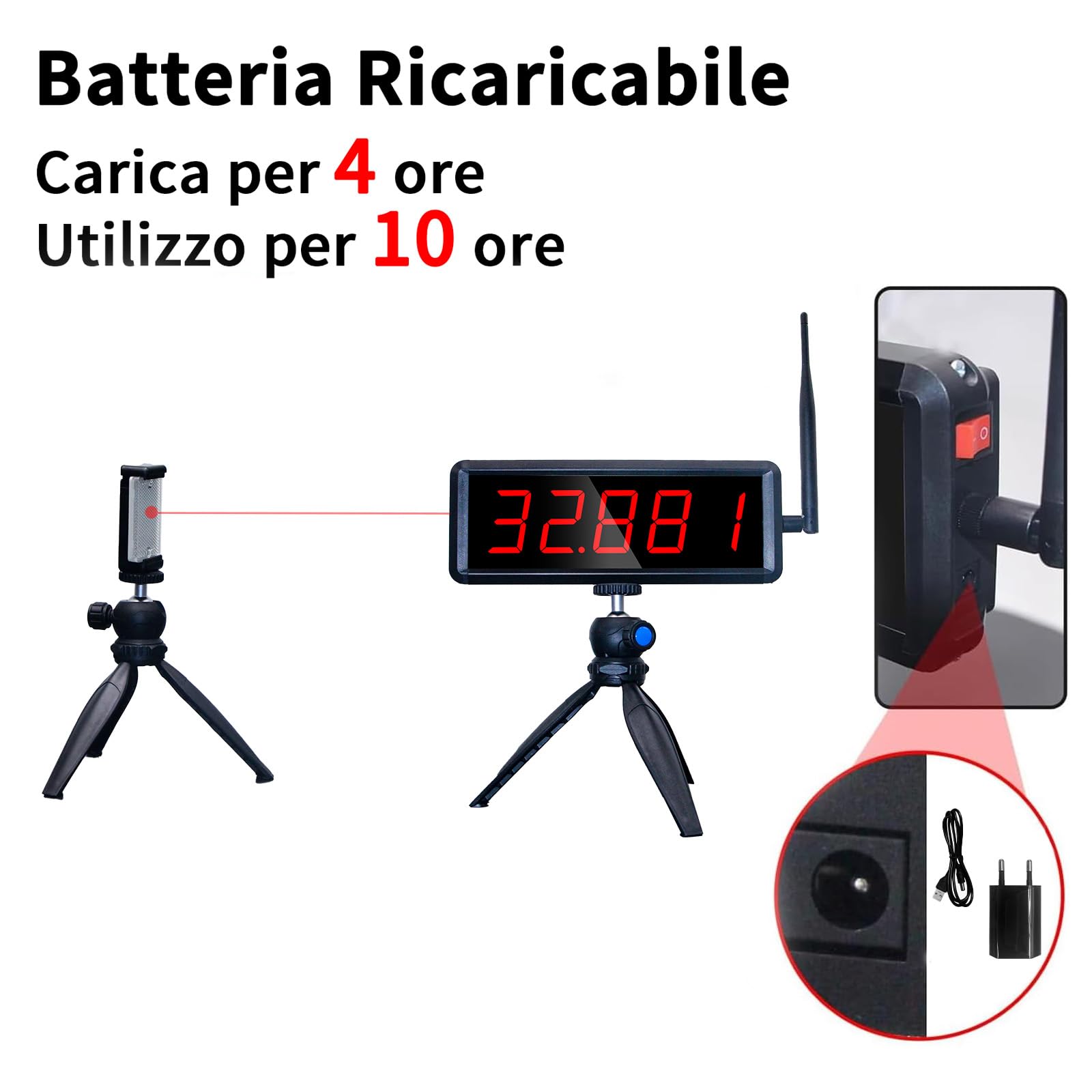 Wireless Laser Timer per Gli Sprint, Laser Sprint Timer System per pista 50 metri a spirale, Race Clock Stopwatch per la Corsa Velocità Tranning (1 Set)