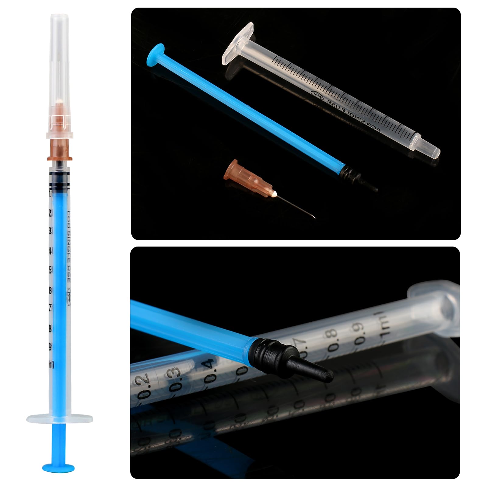 SPORWAY Lot de 100 seringues stériles, seringue en plastique de 1 ML avec aiguilles et embouts, seringue pour colostrum de 1 ML pour le remplissage et la mesure de liquides, alimentation des animaux