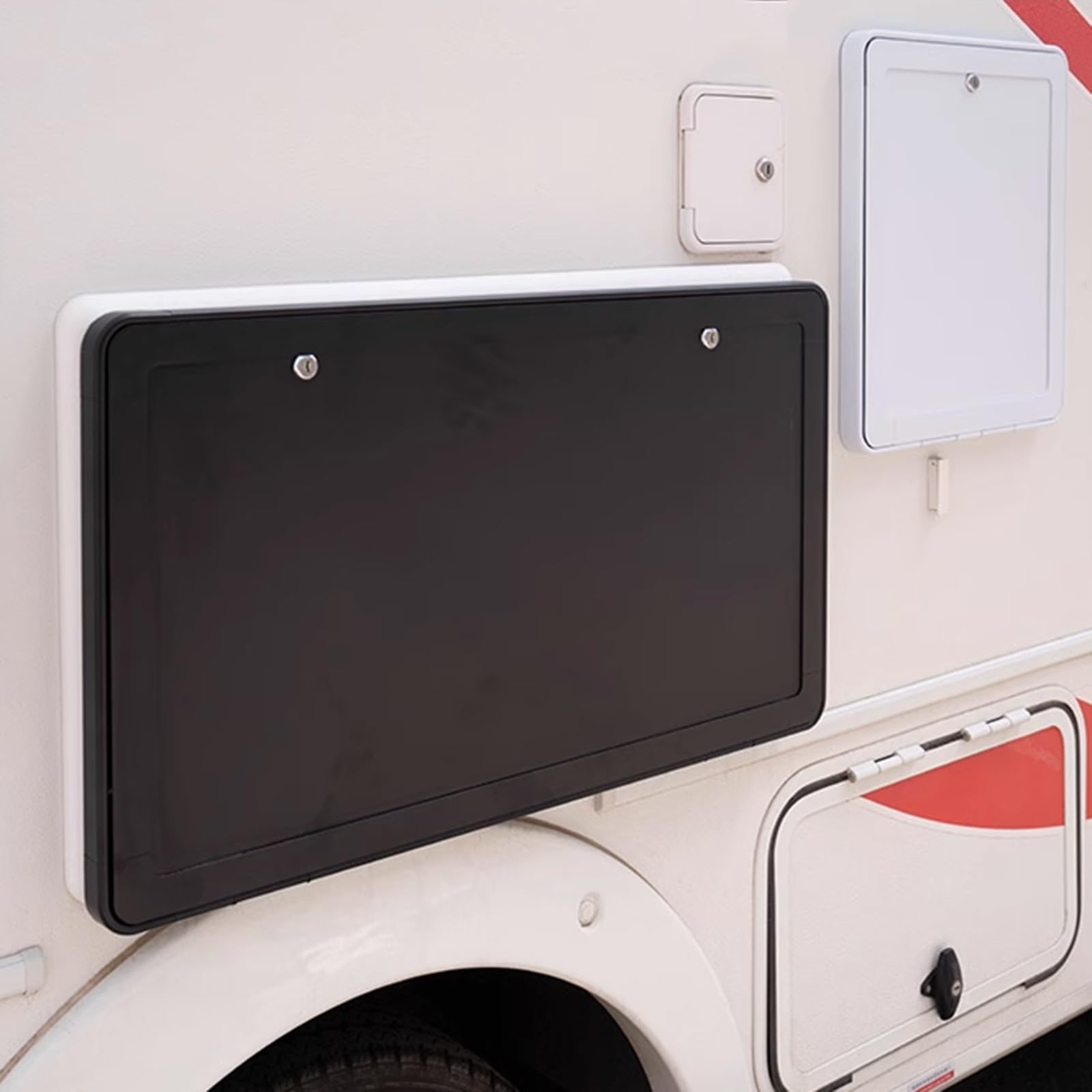 Table Pliante Extérieure pour Caravane, Table à Manger Murale Verrouillable en Aluminium, Table de Pique-Nique pour Camping-Car(Black,60x45cm)