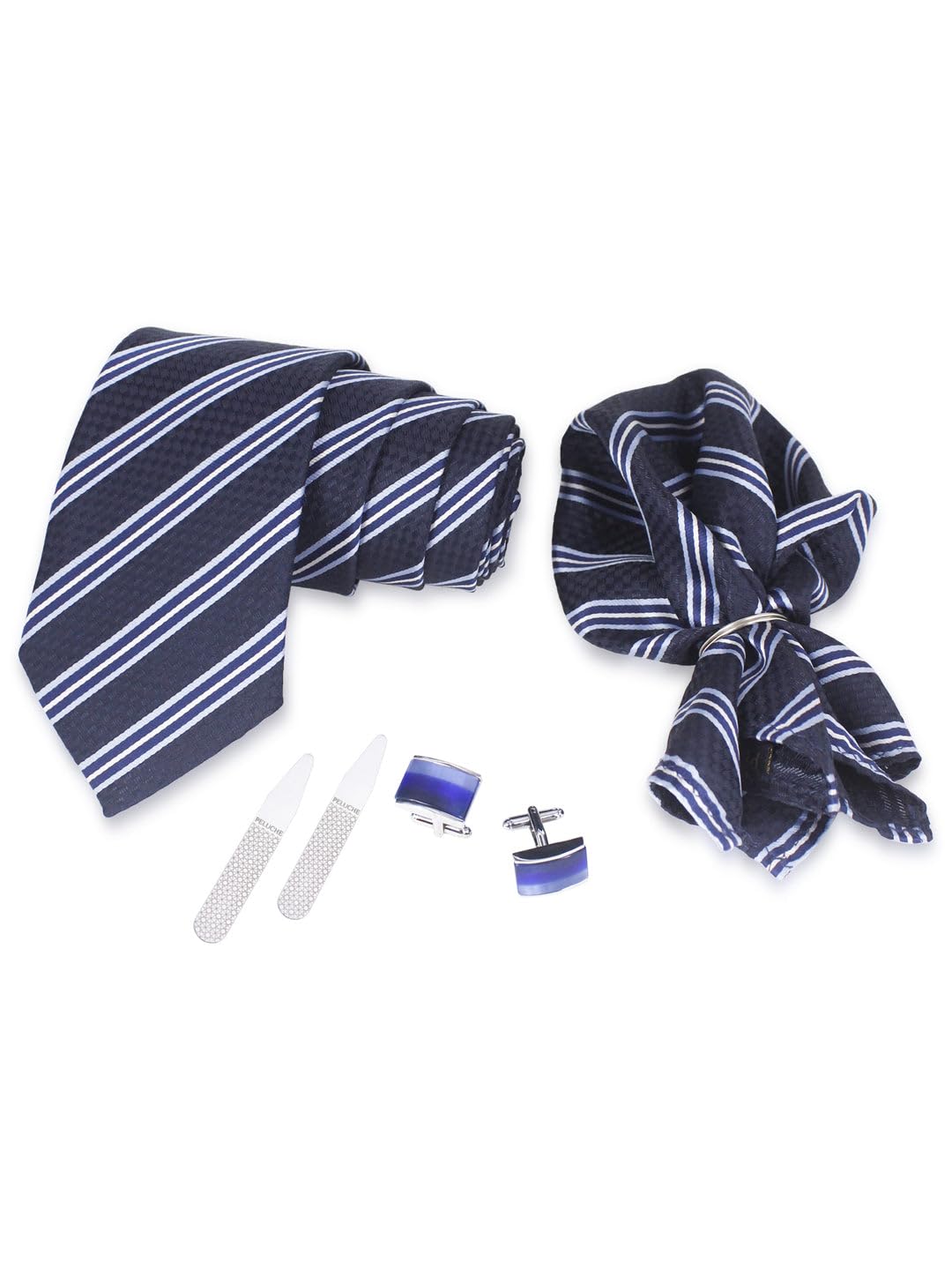 Imperial Accent Navy Blue 4 Pcs Necktie Gift Set For Men-image-36