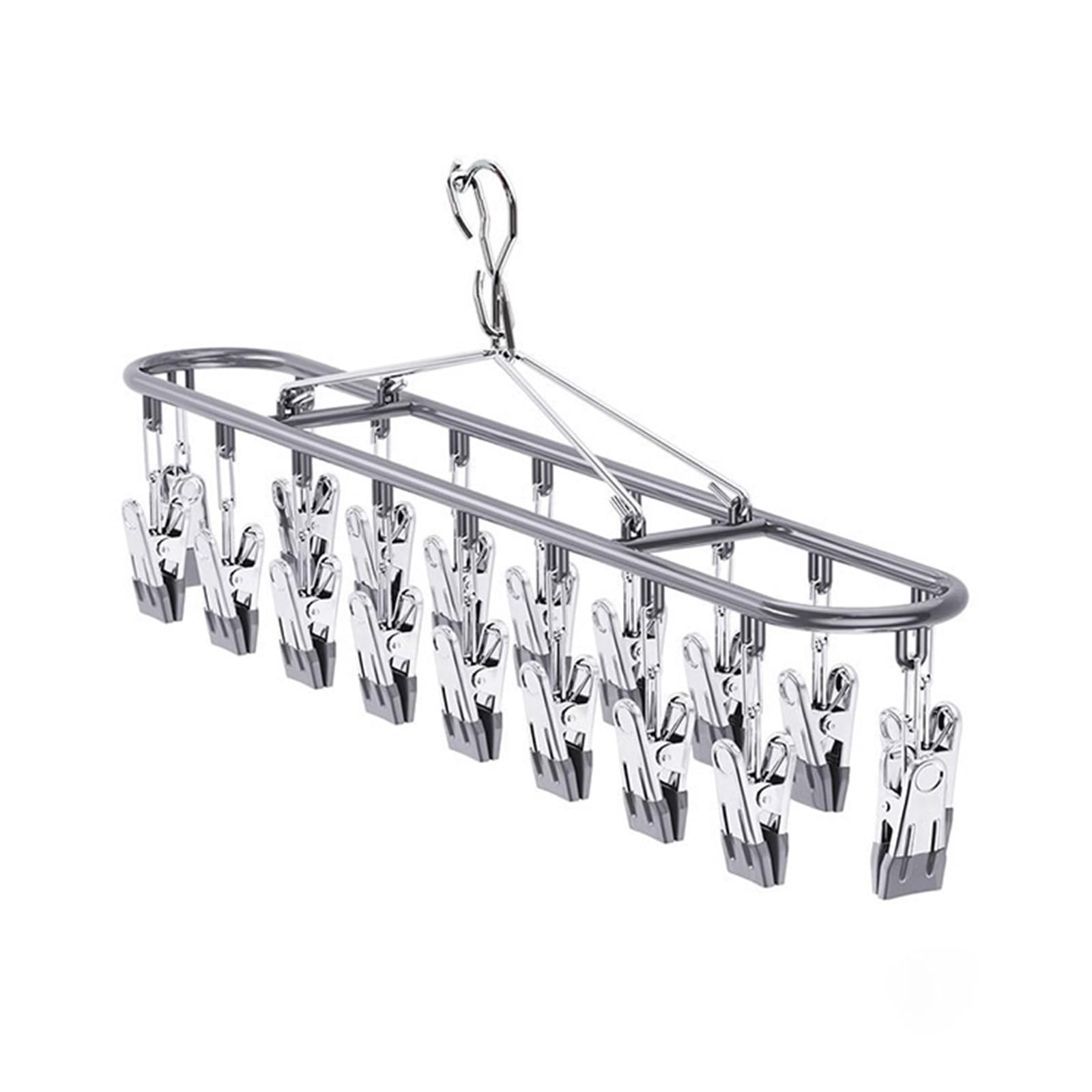Piceioep Portable Stainless Steel Sock Dryer with 20 Rustproof Clips for Travel Camping Use Windproof Laundry Rack
