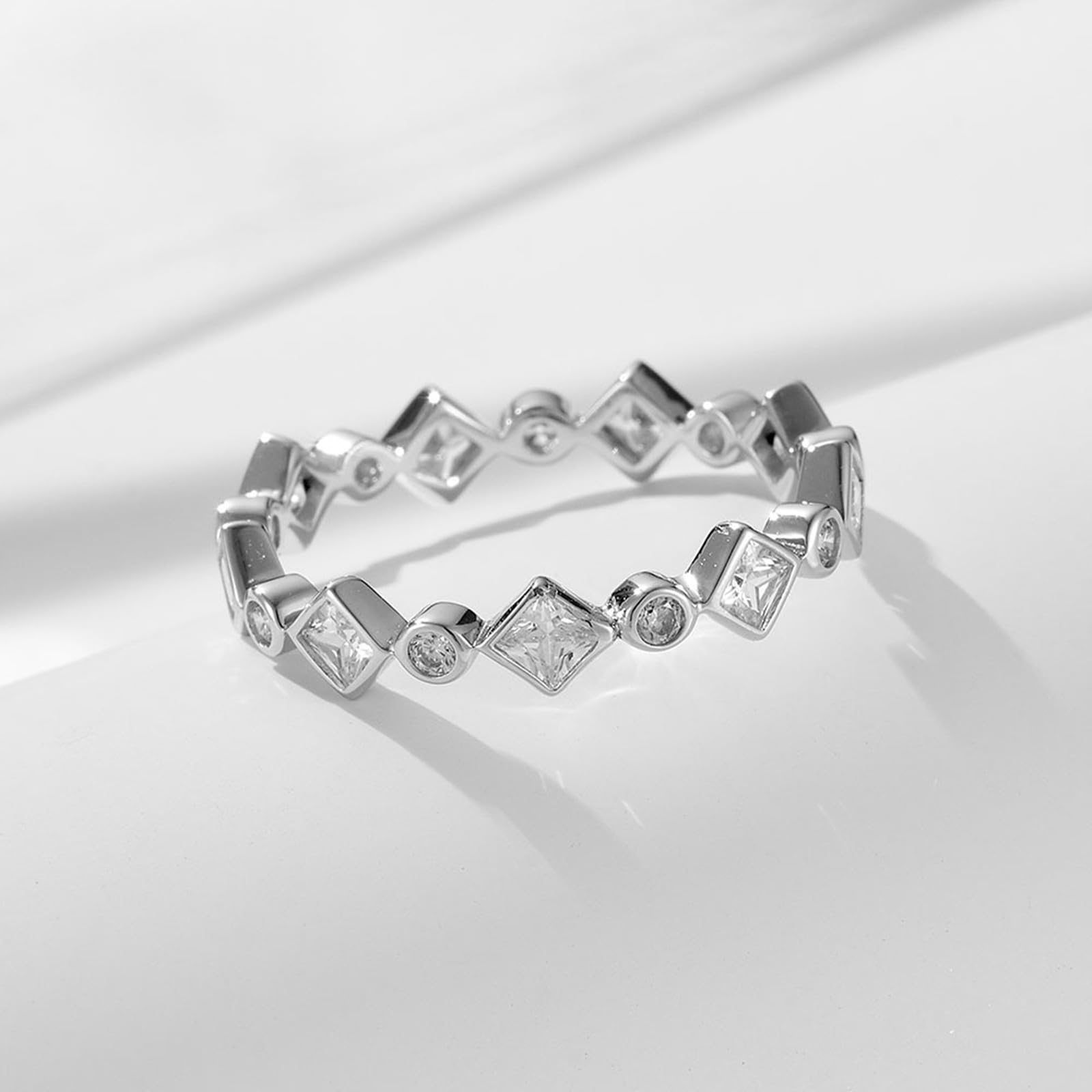 Anello Matrimonio Donna, Oro 9K/14K/18K Anello con promessa Geometrica con moissanite