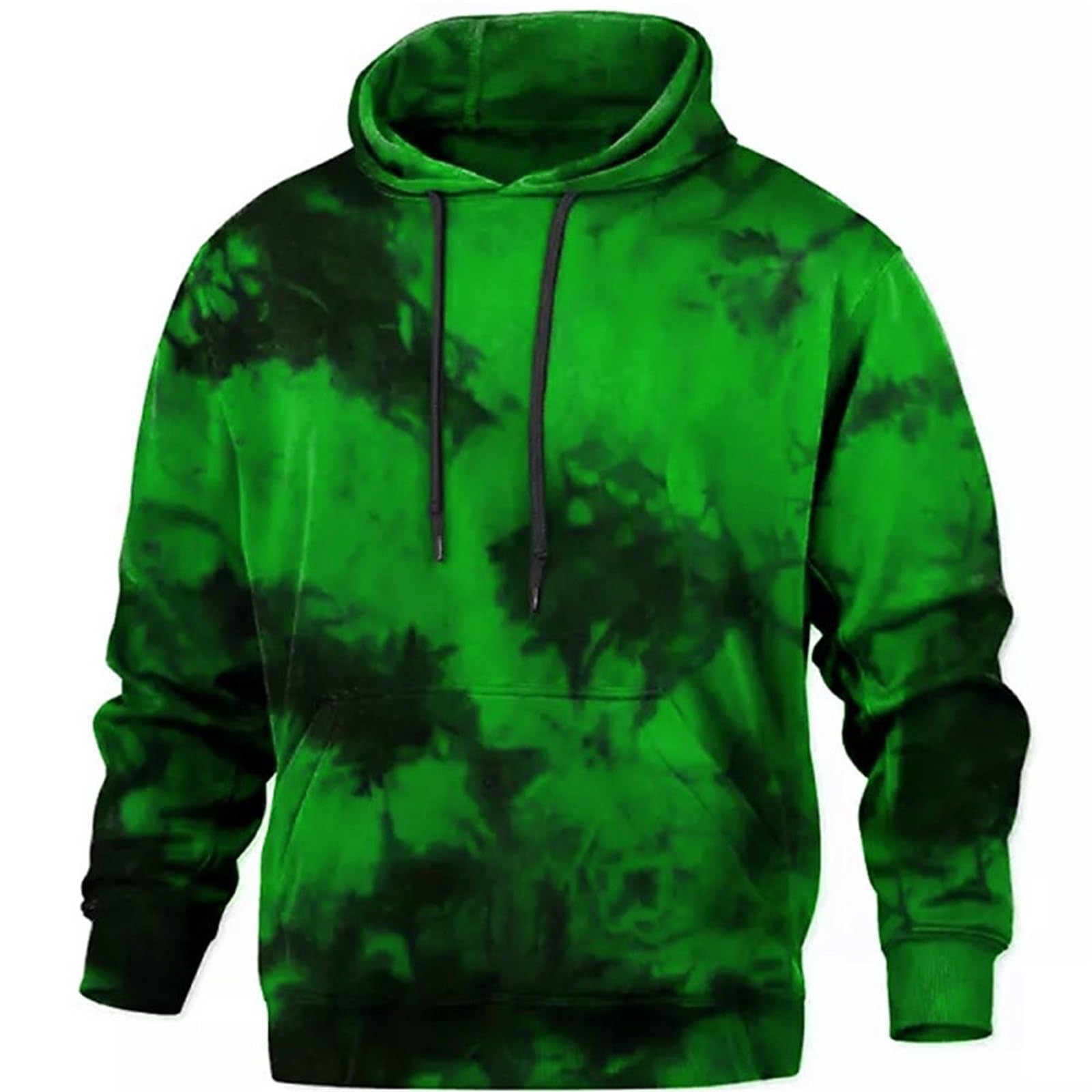 EMUKFD Mens Stylish Hoodies Tie Dye Gradient Casual Pullover Sweatshirts Long Sleeve Drawstring Pocket Hooded Track Shirts