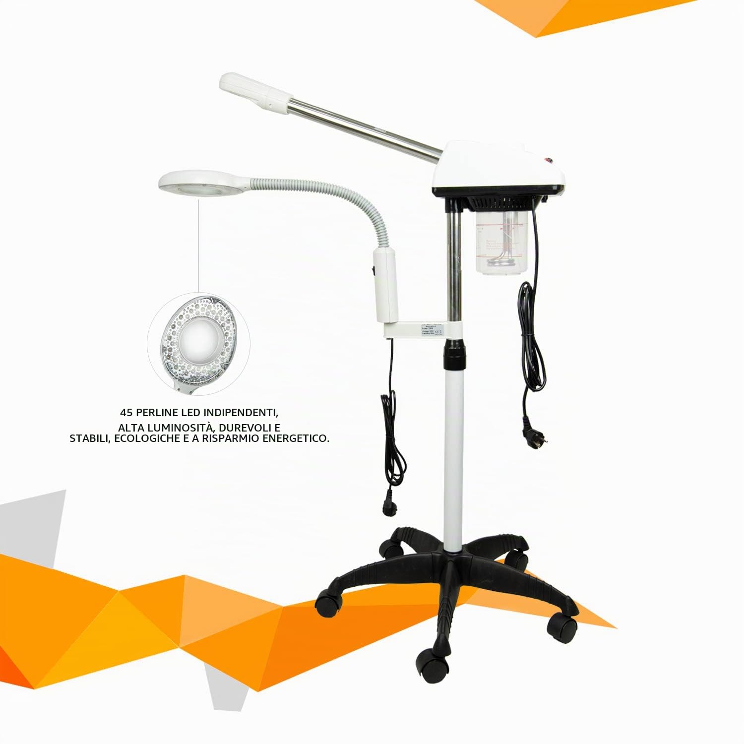 2 in 1 Vapore Facciale con 5X LED Ingrandimento Lampada Steameing Macchina Vaporizzatore Salone terme Pelle bellezza attrezzatura