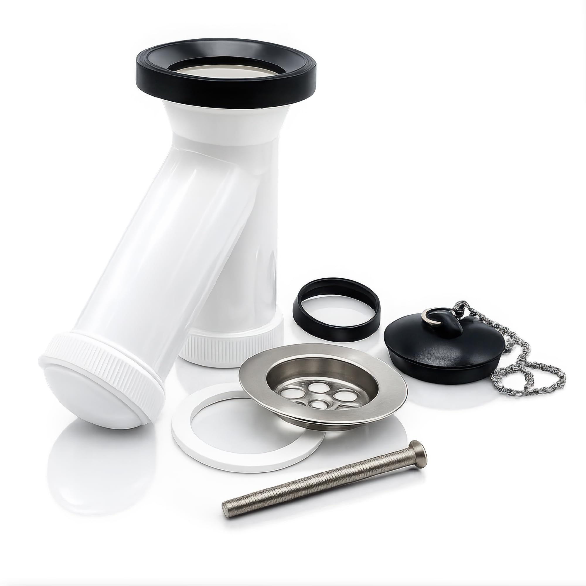 Sifón en Y para Lavabo y Bidé Ø70 | Salida 40 mm | Con Reducción 32 mm | Sifón Desagüe Antiolores | Polipropileno Blanco | Para Lavabo, Bidé y Fregadero | Fluvia
