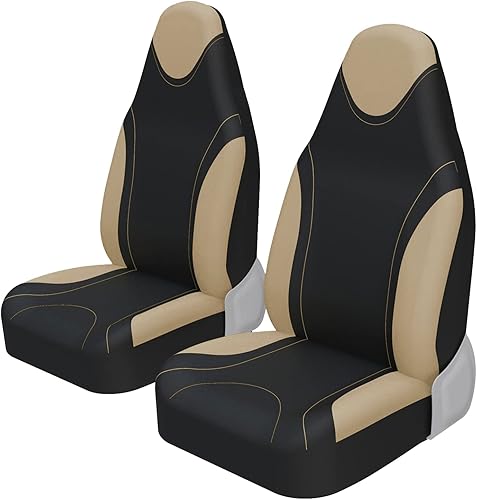 AUTOYOUTH 2 fundas de asiento delantero integradas estilo carreras, tela plana, dos colores de tono, accesorios universales para la mayoría de