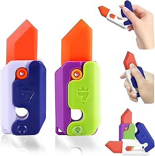 3D Gravity Plastic Toy,3D Printing Fidget Toys Knife,Plastic EDC Fidget Toys Sensory Toys Anxiety Stress Relief Toy,Perfect for ADHD, ADD and Autism, Great Gift for Adults Teens (Blue + Green)