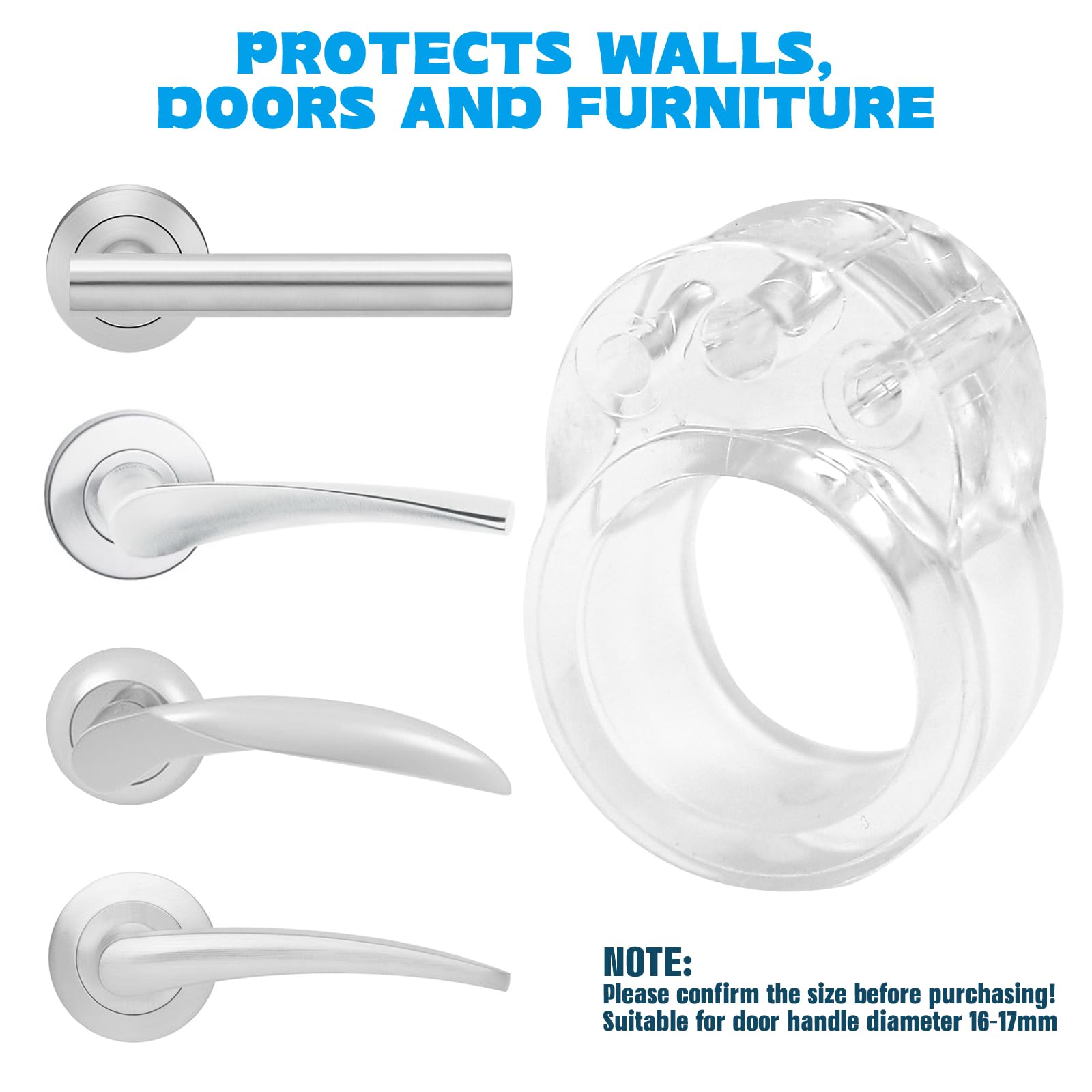 Fermaporta In PVC Trasparente - Protezione Per Maniglie E Pareti | Confezione Da 6 Pezzi - Foto 10