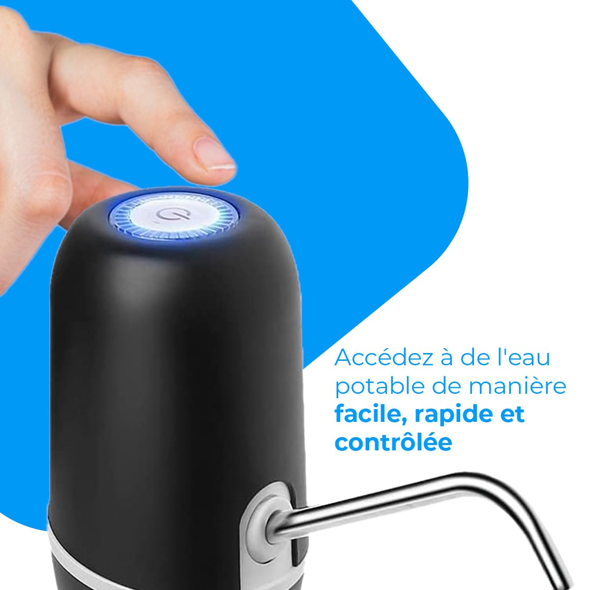 Distributeur d'eau en Bouteille Automatique USB, Acier, sans BPA, Eau Froide, 1200mAh, 1.5-18.9L, Noir
