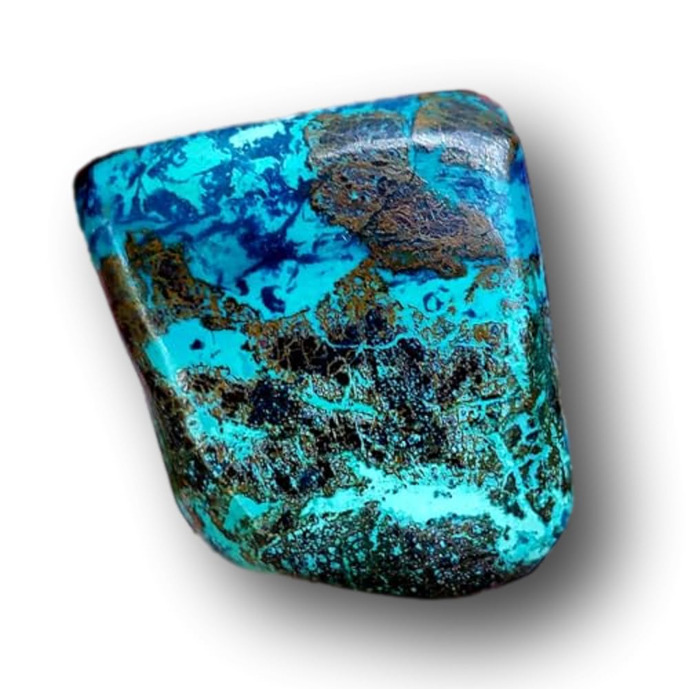 Shattuckite with malachite Tumbled & Hand Polished Natural Healing Crystal Gemstone Specimen Stone - 1pc #11, Large, blue