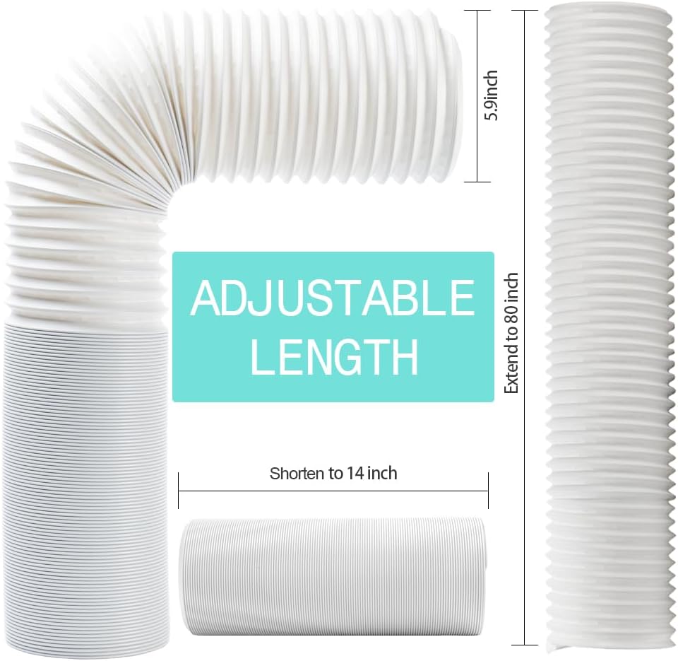 Portable AC Window Slide Kit with Exhaust Hose, Adjustable Window Seal for Air Conditioner Unit, Universal Sliding AC Vent Kit with 5.9” Round Coupler