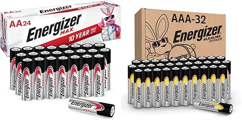 Energizer Pilas AA máximas doble A alcalinas 24 unidades y pilas AAA baterías alcalinas triple A de larga duración 32 unidades paquete de 1