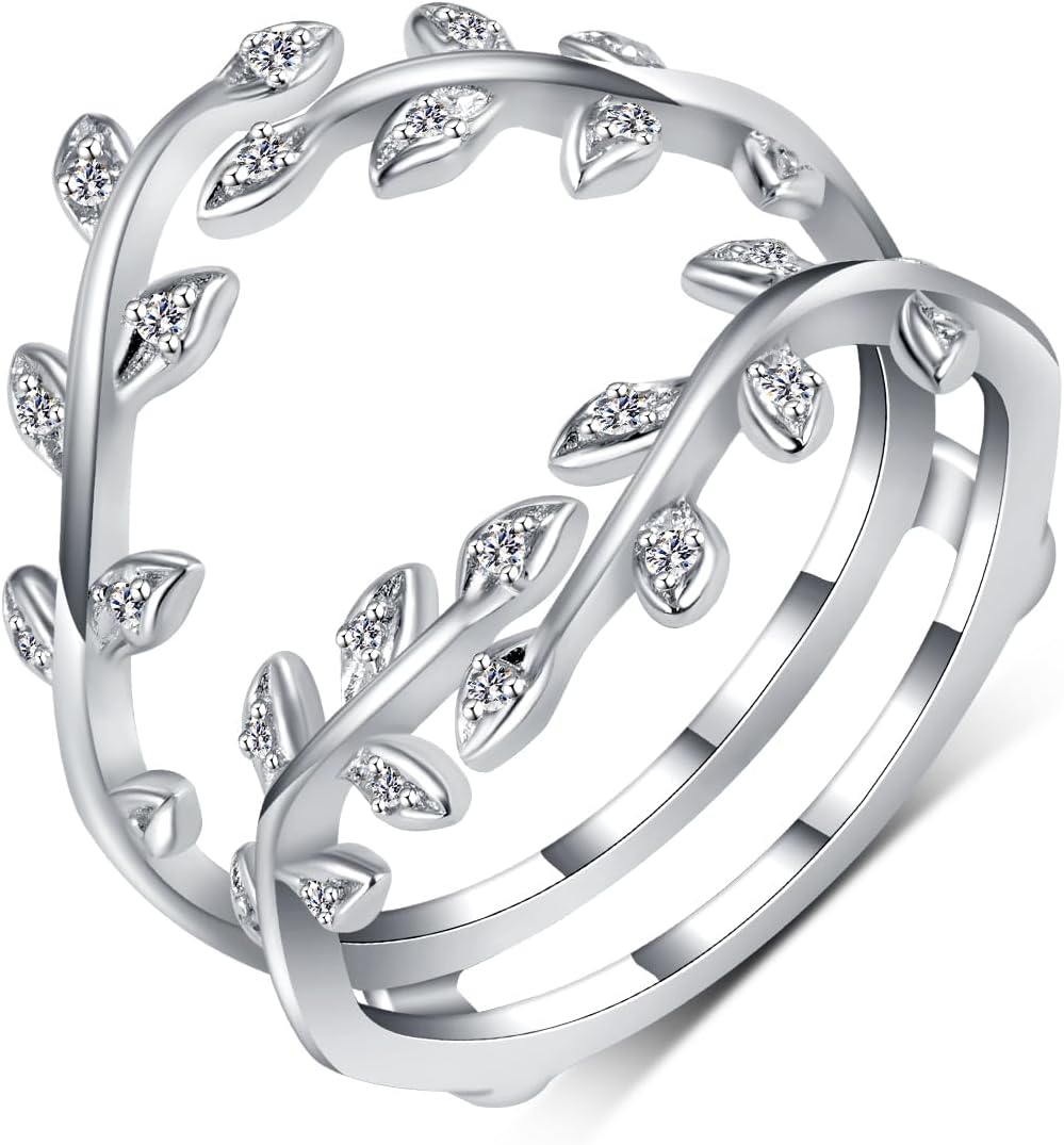 2 Carat(ctw) Kite-Cut Moissanite Engagement Rings Sets for Women,925 Sterling Silver Leaf Flower Wedding Bands Sets,Bridal Ring Sets for Anniversary Birthday