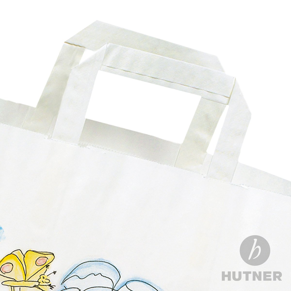 250 x Papiertüten 26+10x33 cm mit Motiv: Danke | stabile Geschenktaschen für Handel, Mitbringsel, Geburtstag | Papiertaschen aus Kraftpapier| HUTNER