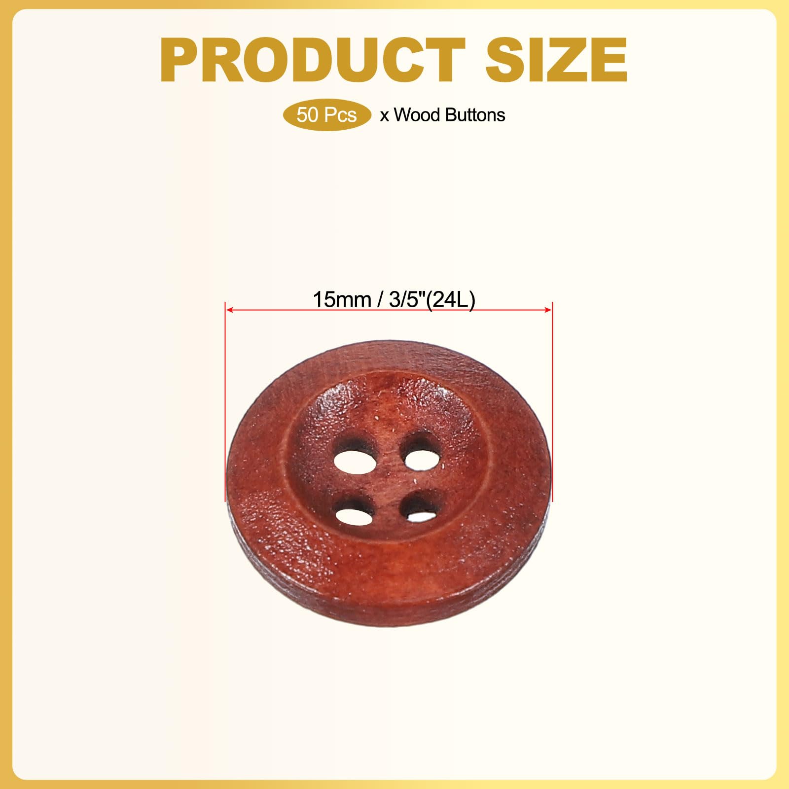 PATIKIL Wooden Buttons 3/5 Inch (15mm) - Image 2