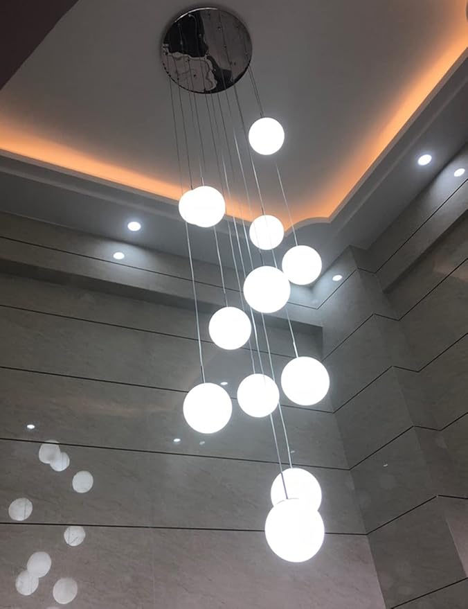 Generic Pendant Lamp Modern Staircase from Ball Hanging Lamp Dining Table Pendant Lamp Height Adjustable Chandelier Staircase Lamp Living Room Villa Kitchen Hall Lamp Luster Decorative 12 Light Ball photo 2