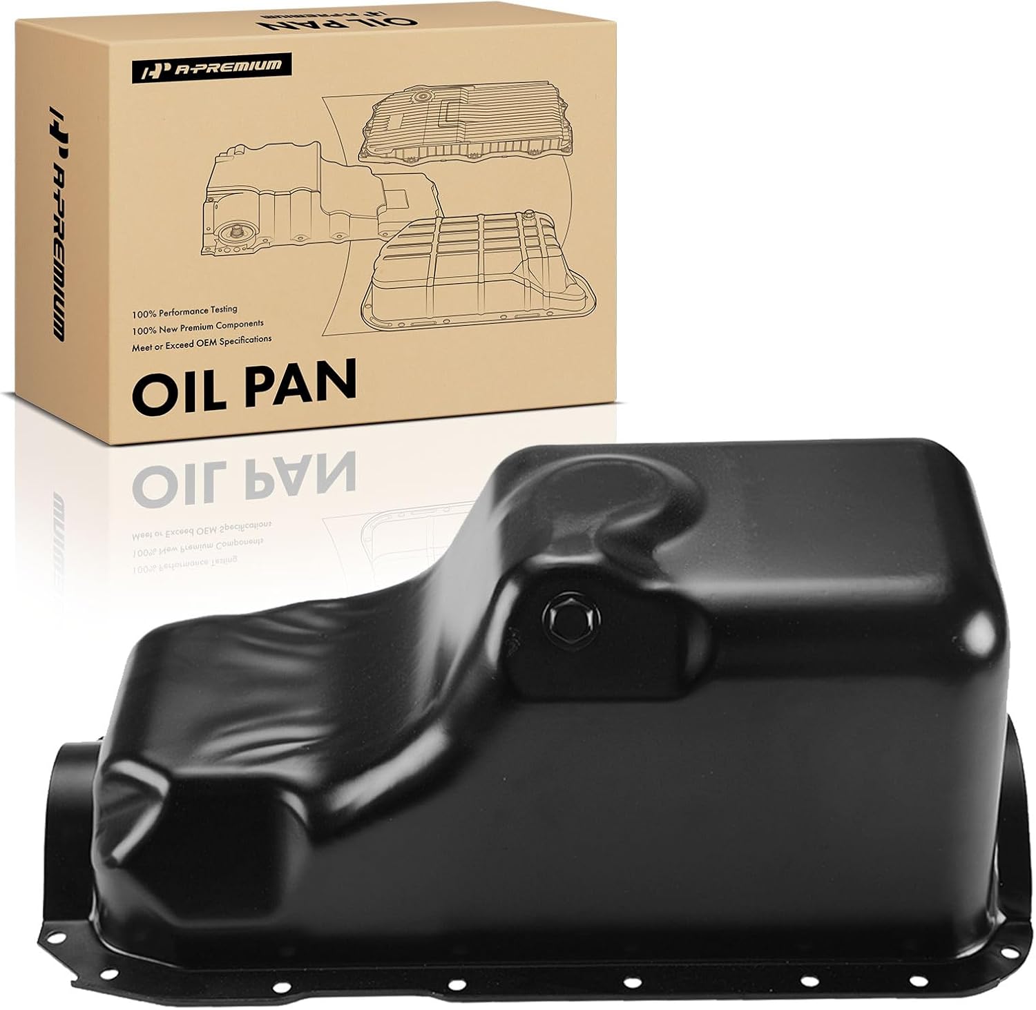A-Premium Engine Oil Pan Sump with Drain Plug Compatible with Ford Taurus 1990-2001, Tempo 1992-1994, Windstar 1995-2000, Mercury Sable 1990-2001, Topaz 1992-1994, V6 3.0L