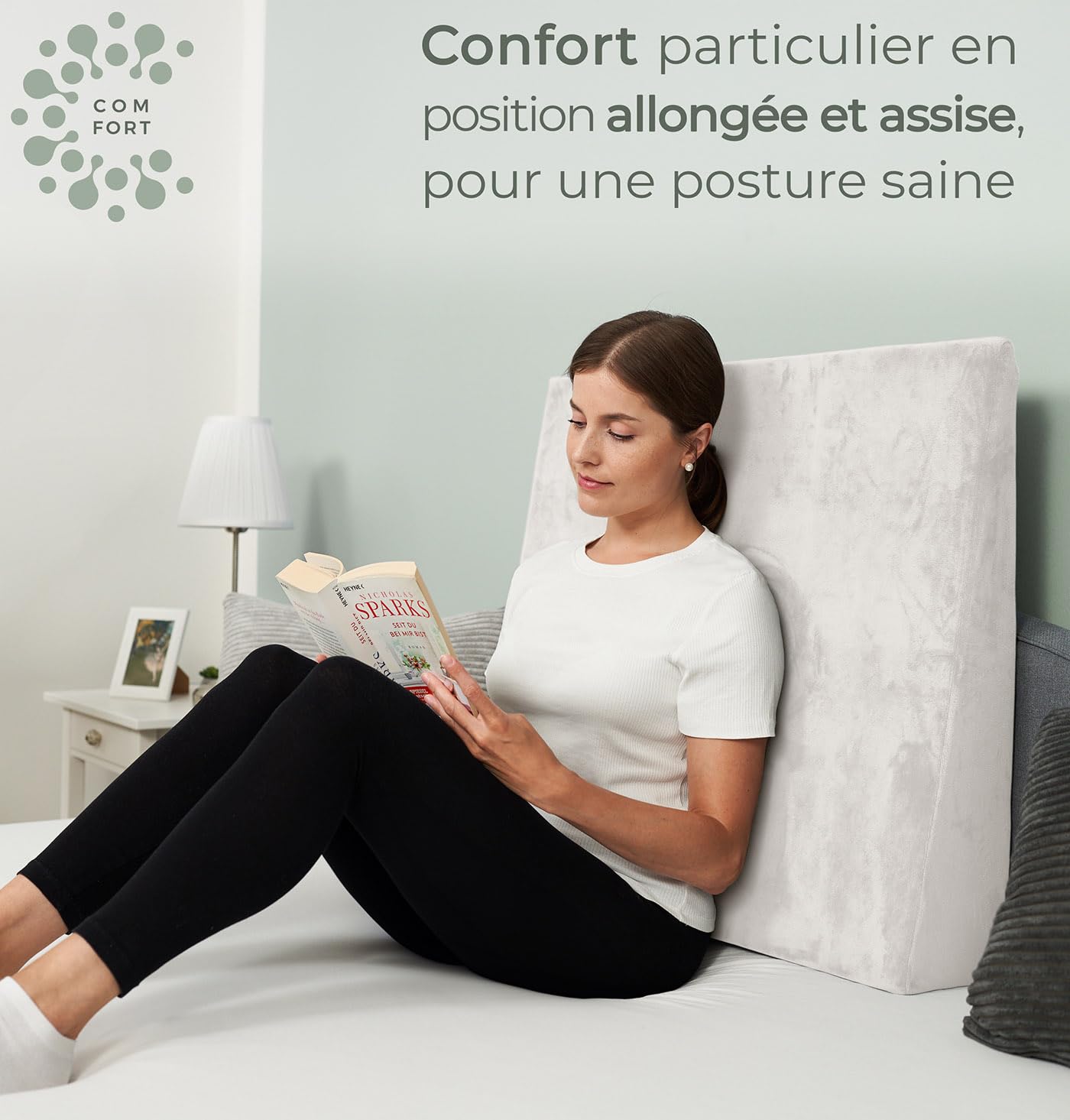Well B4 Coussin cale pour lit et canapé, cale de Matelas, Reflux [avec 2 Zones de Couchage], de Lecture pour rehausser Le Sommeil comme tête, rehausseur de lit, de Soutien